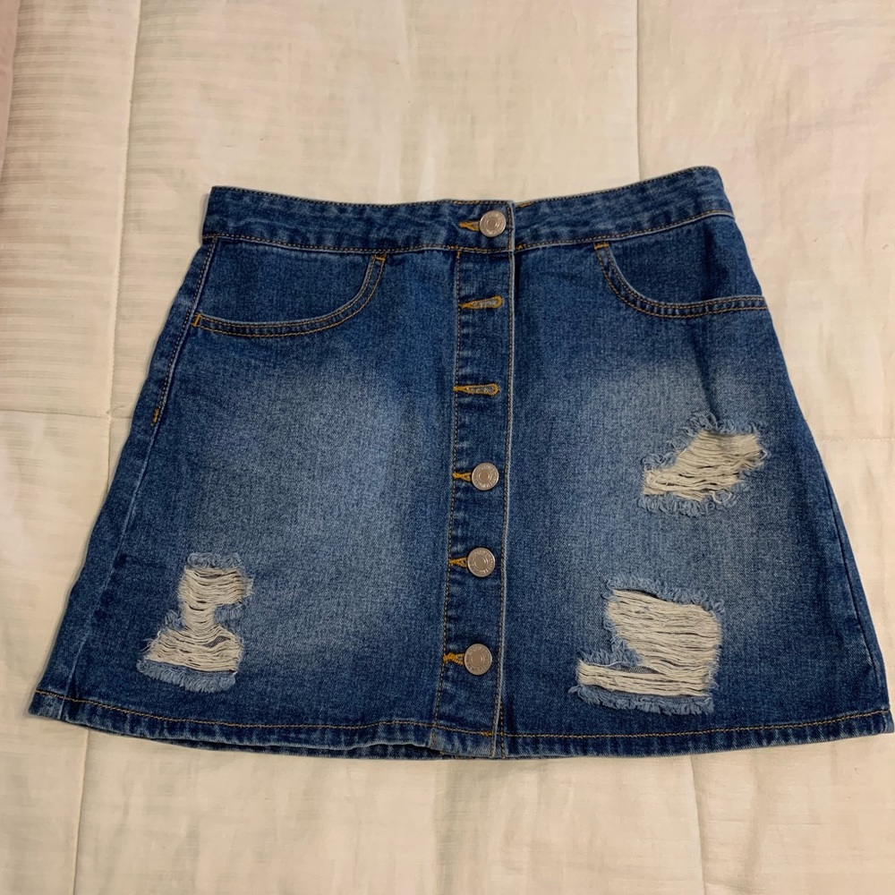 Distressed Jean Skirt